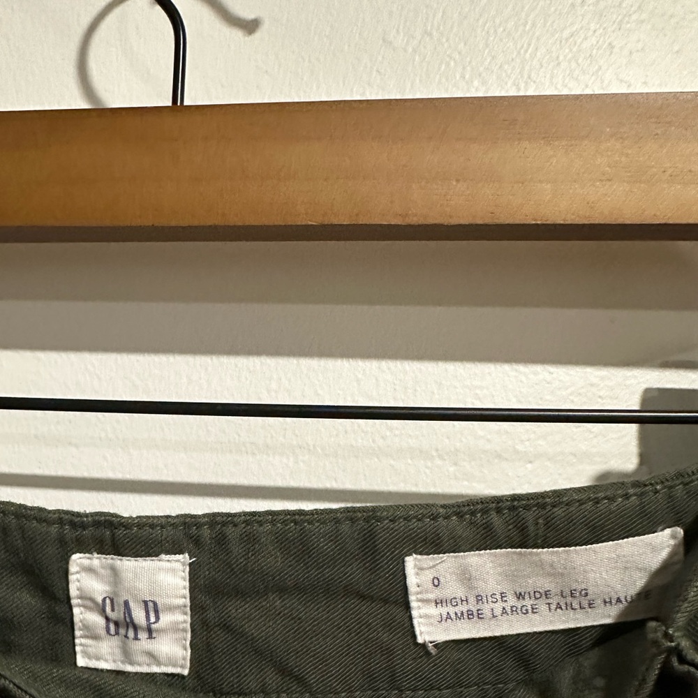 GAP Linen Blend Green High Rise Wide Leg Tie Front Utility Pants Size‎ 0 - Picture 8 of 9